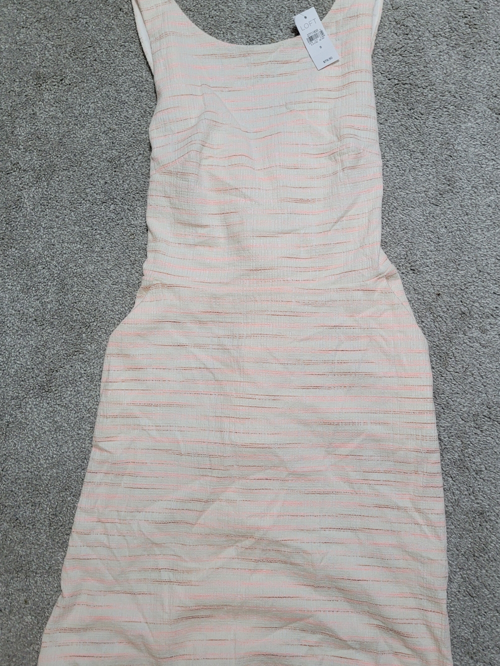 LOFT Cream Dress with Soft Pink Stripes